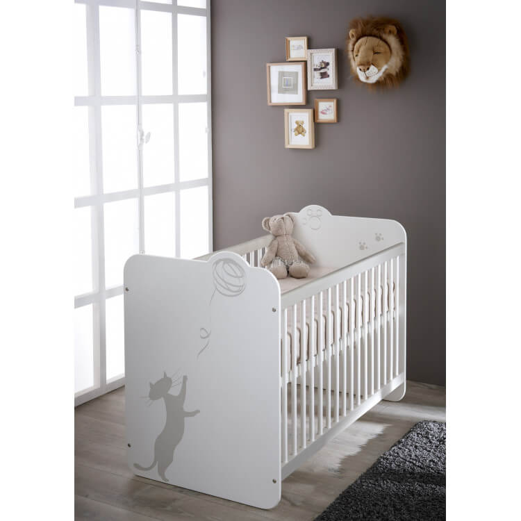 Lit bébé à barreaux contemporain blanc Mistie