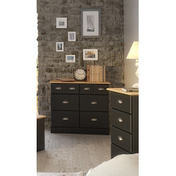 Commode apothicaire 8 tiroirs en pin massif noir Nola
