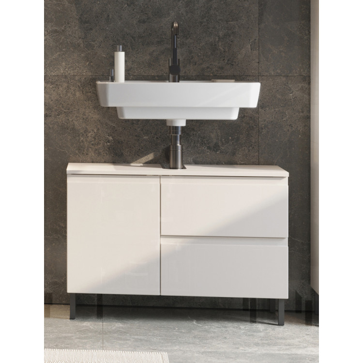 Meuble sous lavabo 80 cm moderne gris cachemire Salsa