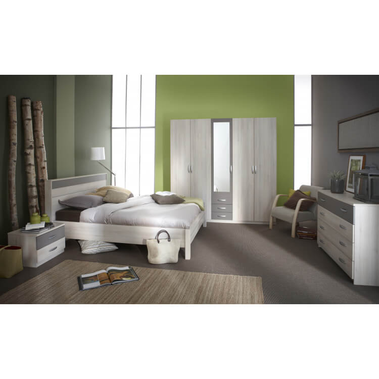 Chambre adulte contemporaine acacia/basalte Bahamas