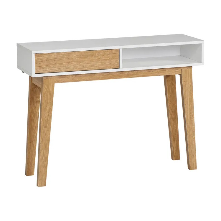 Console style scandinave chêne/blanc Cleo