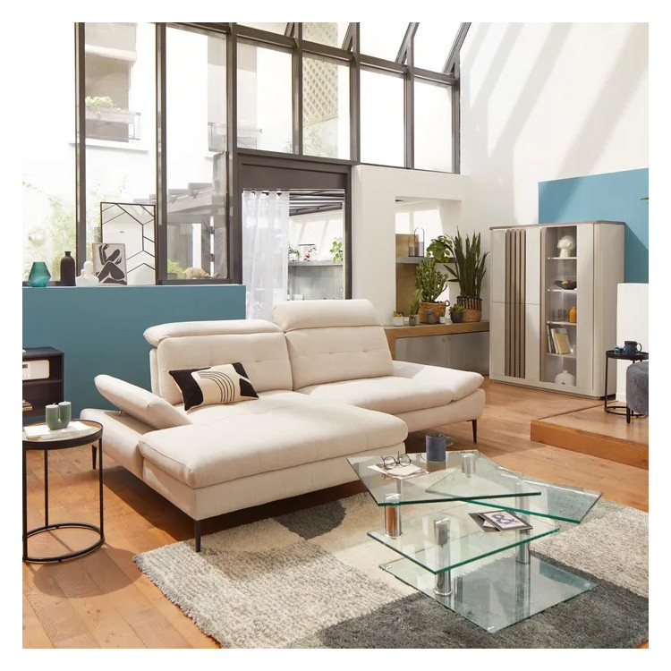 Table basse modulable moderne en verre transparent Dino