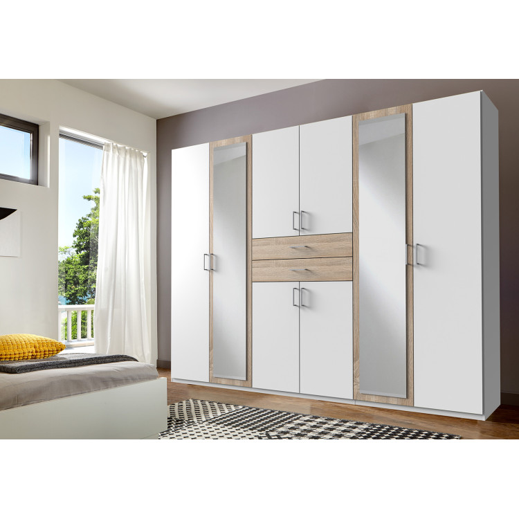 Armoire adulte moderne 270 cm blanc/chêne Hortensia