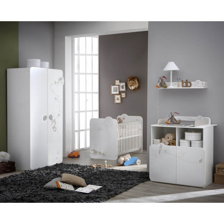 Chambre Bebe Complete Contemporaine Blanche Woody Matelpro