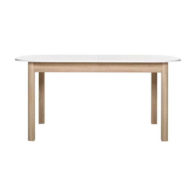 Table de salle à manger extensible contemporaine chêne/blanc Toledo