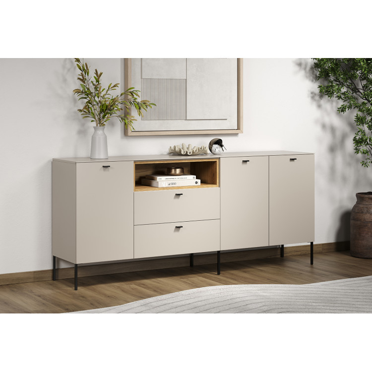Buffet/bahut moderne 197 cm cachemire/chêne Paulo