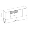 Buffet/bahut moderne 197 cm cachemire/chêne Paulo