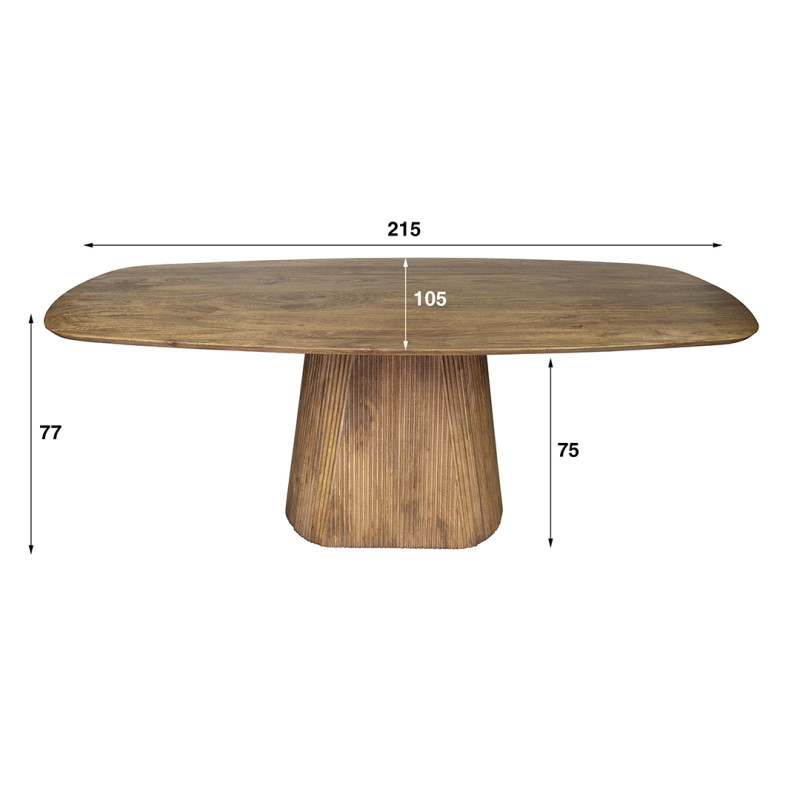Dessus De Table Ovale En Bois De Manguier Massif - 120x60x3,8 Cm, Finition Naturelle, Style Rustique, Pour Rénover Votre Table