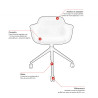 Chaise de réunion pivotante pieds noirs en polypropylène Wendy