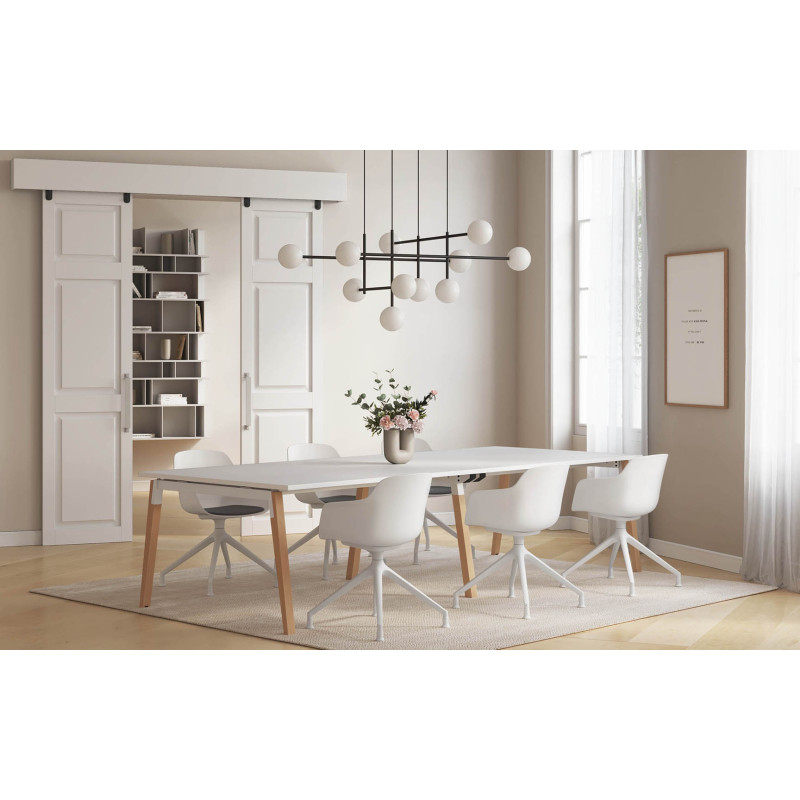 Chaise de réunion pivotante pieds blancs en polypropylène Wendy