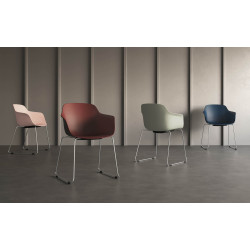 Chaise d'accueil en polypropylène pieds chromés Wendy