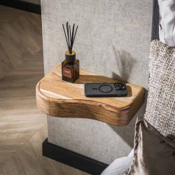 Chevet suspendu style nature en d'acacia massif naturel Andie (lot de 2)