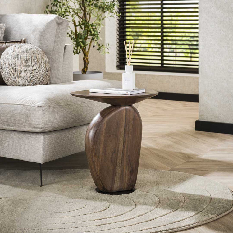 Table basse style nature H 50 cm en acacia massif marron Haron