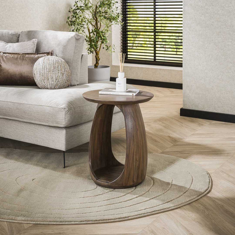 Table basse style nature H 56 cm en acacia massif marron Haron