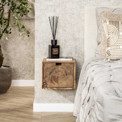 Chevet suspendu style nature en acacia massif naturel Brunia