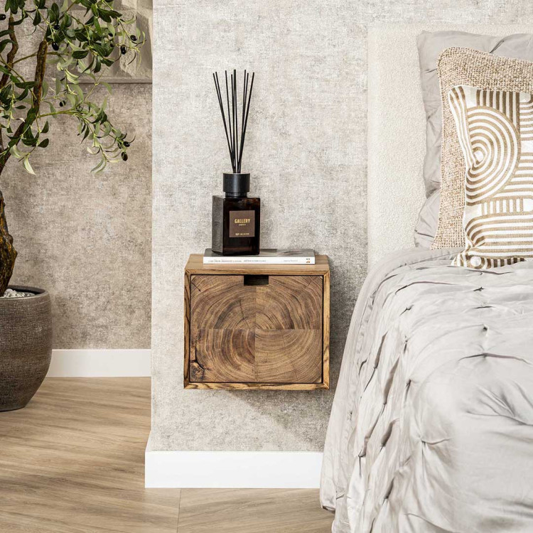 Chevet suspendu style nature en acacia massif naturel Brunia