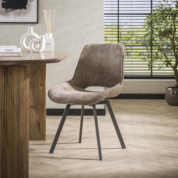 Chaise de salle à manger rotative en tissu chenille Swiff (lot de 4)