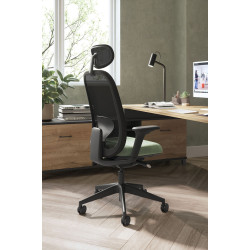 Siège de bureau en tissu coque noir Anya