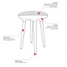 Tabouret en hêtre massif naturel H 48 cm Bloody