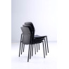 Chaise de réunion en polypropylène noir empilable Fannie