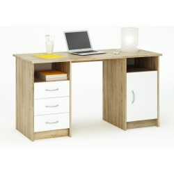 Bureau contemporain chêne brossé/blanc Rafaelo