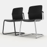 Chaise d'accueil en polypropylène noir empilable Fannie