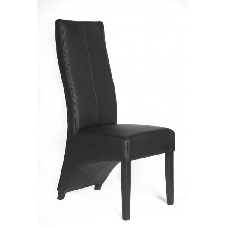 Chaise de salle à manger contemporaine PU noir/pieds noirs (lot de 2) Alissa