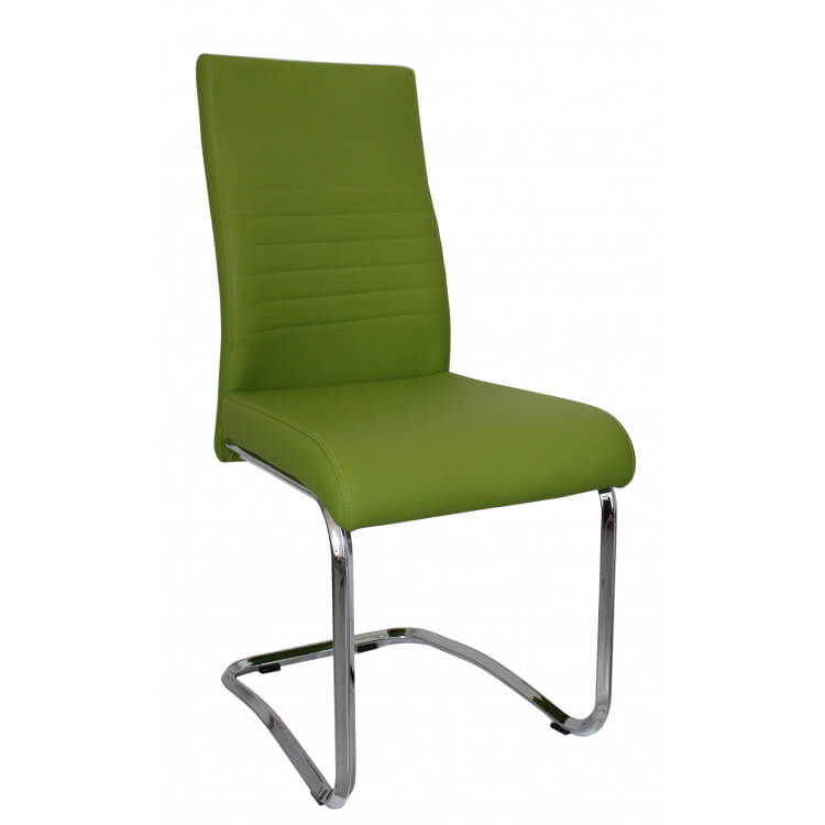 Chaise de salle à manger design en métal & PU coloris vert (lot de 4) Paulo