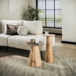 Table d'appoint en acacia massif laqué mat Lenny (lot de 2)