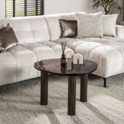 Table basse moderne métal et verre H 45 cm Elyptic