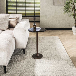 Table d'appoint moderne métal et verre H 60 cm Elyptic