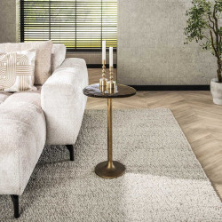 Table d'appoint moderne métal et verre H 60 cm Elyptic