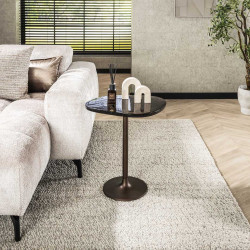 Table d'appoint moderne métal et verre H 55 cm Elyptic