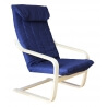 Fauteuil adulte contemporain bois & tissu coloris bleu Vladimir