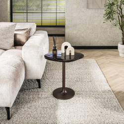 Table d'appoint moderne métal et verre H 50 cm Elyptic