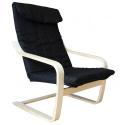 Fauteuil adulte contemporain bois & tissu coloris noir Vladimir