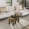 Table basse moderne métal et verre H 35 cm Elyptic