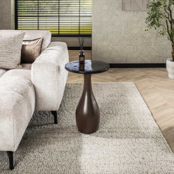 Table d'appoint moderne ronde métal et verre Elyptic H 60 cm