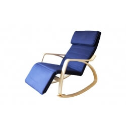 Fauteuil rocking chair adulte bois & tissu coloris bleu Murphy
