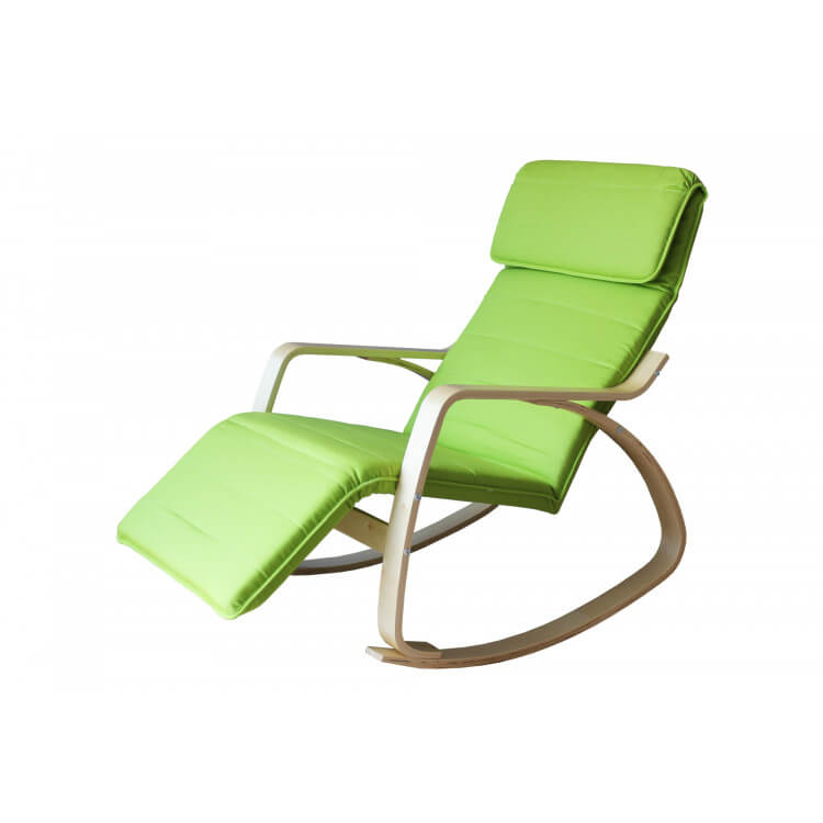 Fauteuil rocking chair adulte bois & tissu coloris vert Murphy