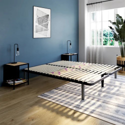 Sommier fixe à lattes fixe gris 2x80x200 cm Elbi