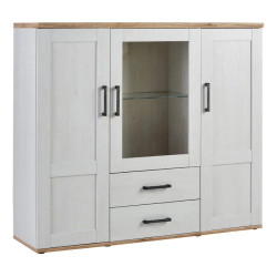 Buffet haut style campagne décor pin/chêne Romance