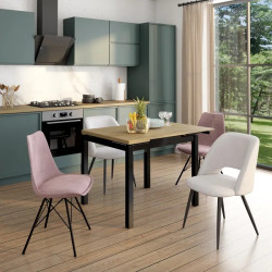 Table à manger extensible contemporaine chêne/noir Babette