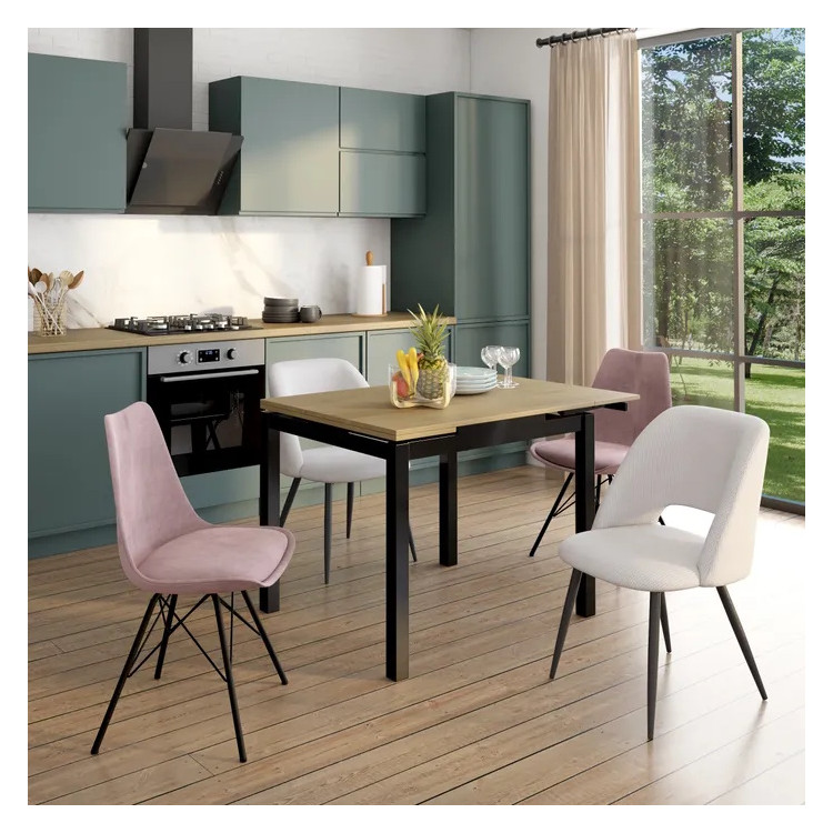 Table à manger extensible contemporaine chêne/noir Babette