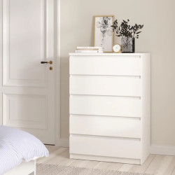 Commode contemporaine blanc laqué 5 tiroirs Best