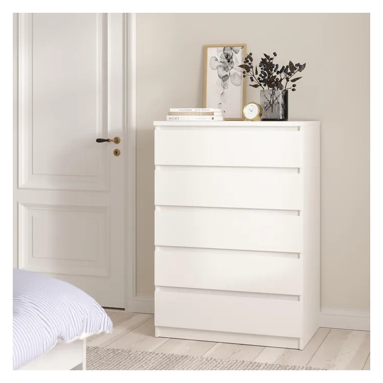 Commode contemporaine blanc laqué 5 tiroirs Best