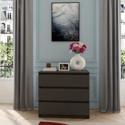 Commode contemporaine noir laqué mat 3 tiroirs Best