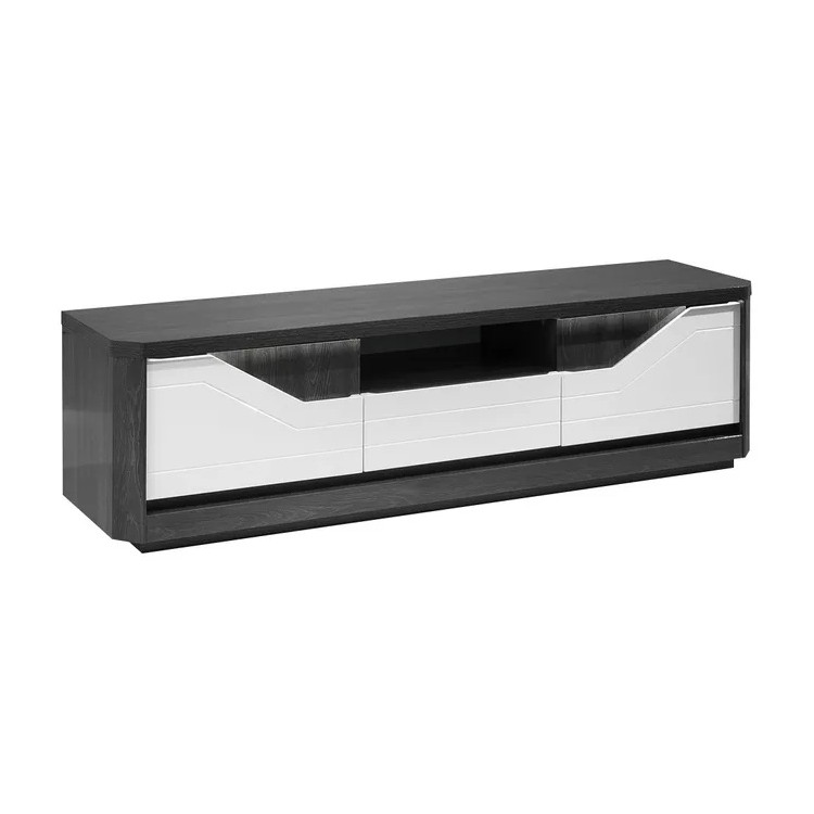 Meuble TV moderne 170 cm blanc/gris brillant Matera