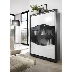 Vitrine moderne blanc/gris brillant Matera