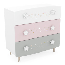 Commode enfant moderne 3 tiroirs Etoiles